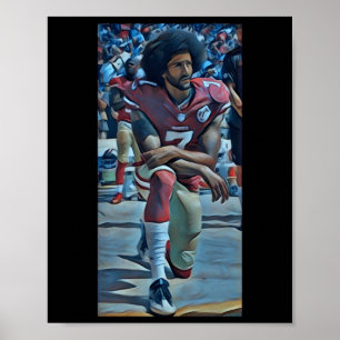 Colin Kaepernick Kneeling Sticker Poster