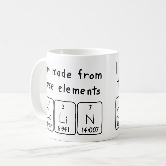 Colin Namen-Tasse periodischer Tabelle Kaffeetasse (Vorderseite Links)