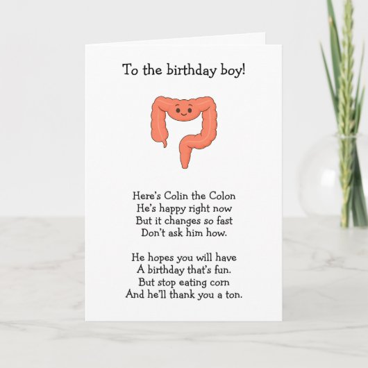 Colin the Colon Birthday Card Karte (Vorderseite)