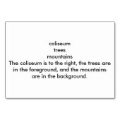 Coliseum Trees Mountains Custom Flash Cards Tischnummer (Rückseite)