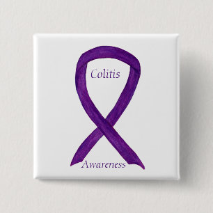 Colitis Awareness Lila Ribbon Custom Button