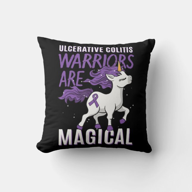 Colitis-Bewusstsein IBD Unicorn Lila Ri Kissen (Vorderseite)