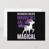 Colitis-Bewusstsein IBD Unicorn Lila Ri Postkarte (Vorne/Hinten)