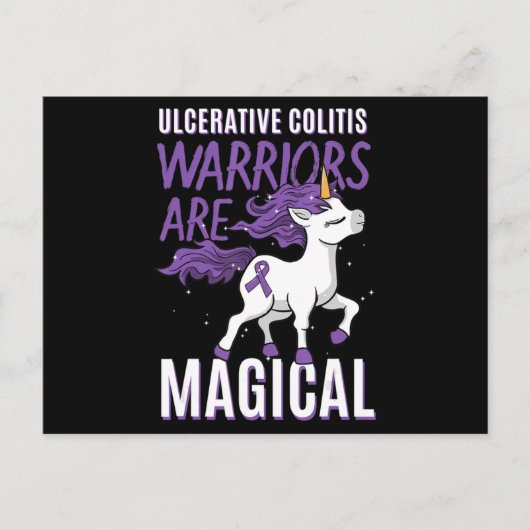Colitis-Bewusstsein IBD Unicorn Lila Ri Postkarte (Vorderseite)