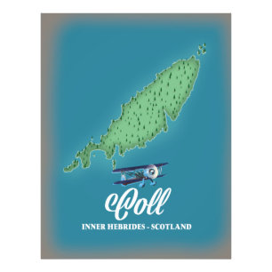 Coll Inner Hebrides Scotland Landkarte Fotodruck