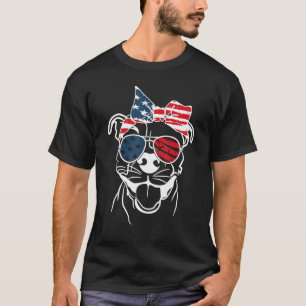 Coll Patriot Pitbull Hund Mit Brille 4. JULI T-Shirt