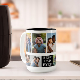 Collage 10 Photos Best Dad Ever, Funny Mug For Dad Zweifarbige Tasse
