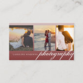 Collage 3-Foto Dark Red Ombre Fotografie Visitenkarte (Vorderseite)