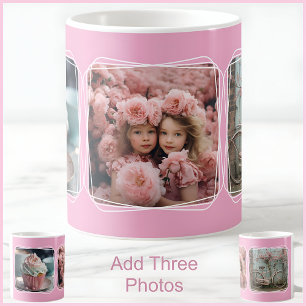 Collage 3 Foto Modernes Hübsches Rosa C90 Kaffeetasse