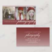 Collage 3-Foto Red Ombre Fotografie Visitenkarte (Vorne/Hinten)