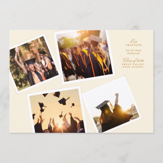 collage 4 photo frame elegant our graduate school ankündigung (Vorderseite)