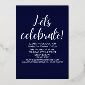 Collage 4 Photos Modern Script Graduation Folieneinladung (Rückseite)