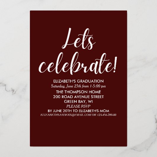 Collage 4 Photos Modern Script Graduation Folieneinladung (Rückseite)