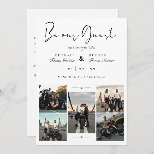 Collage 5 Photos Covid19 Chic Be Our Guest Wedding Save The Date (Vorne/Hinten)