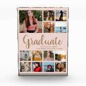 Collage Abschluss Pink Gold Foto Block (Vorderseite)