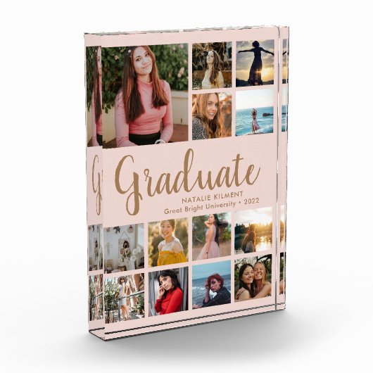 Collage Abschluss Pink Gold Foto Block (Links)