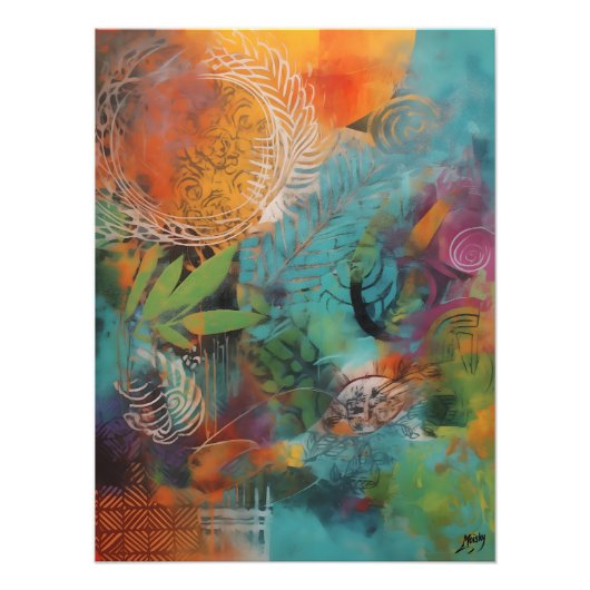 Collage Abstracto de Hojas y Círculo Fotodruck (Vorne)