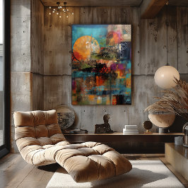 Collage Abstracto de Sol y Texturas Fotodruck