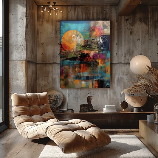 Collage Abstracto de Sol y Texturas Fotodruck