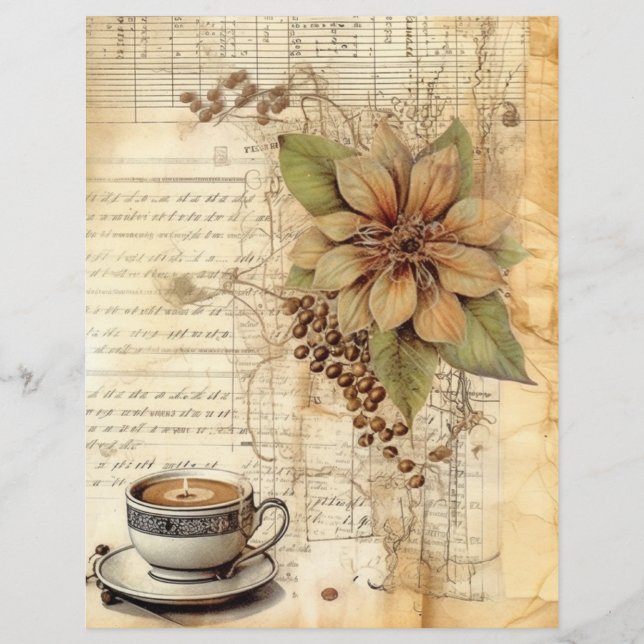Collage Alte Papiertasse Kaffee Tee leichte Blume (Vorderseite)