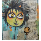 Collage Art Girl Lady 3 Duschvorhang (Vorderseite)