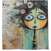 Collage Art Girl Lady 8 Duschvorhang (Vorderseite)