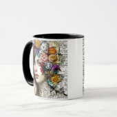 Collage Art | Hübsches Mädchen mit Blume in ihrer Tasse (Vorderseite Links)