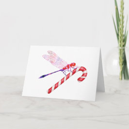 Collage Art Insekt Art DRAGONFLY mit CANDY CANE Karte