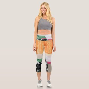 Collage Art, modern bunt abstrakt. Capri Leggings