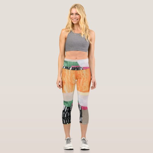 Collage Art, modern bunt abstrakt. Capri Leggings (Vorderseite)