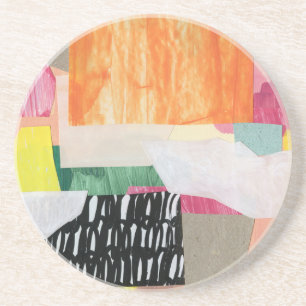 Collage Art, modern bunt abstrakt. Getränkeuntersetzer