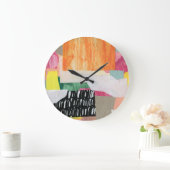 Collage Art, modern bunt abstrakt. Große Wanduhr (Zuhause)