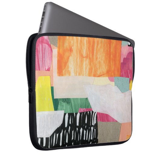 Collage Art, modern bunt abstrakt. Laptopschutzhülle (Vorne Rechts)