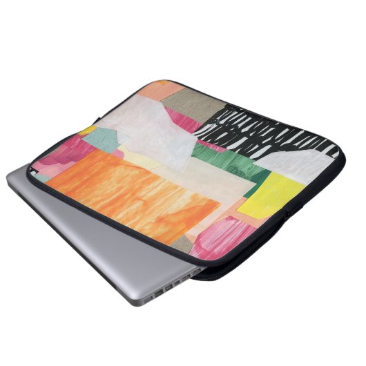 Collage Art, modern bunt abstrakt. Laptopschutzhülle (Vorne Knopf)