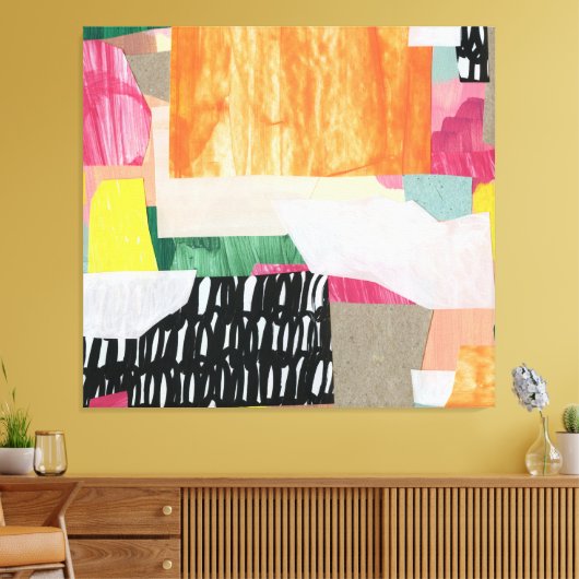 Collage Art, modern bunt abstrakt. Leinwanddruck (Insitu (Wohnzimmer))