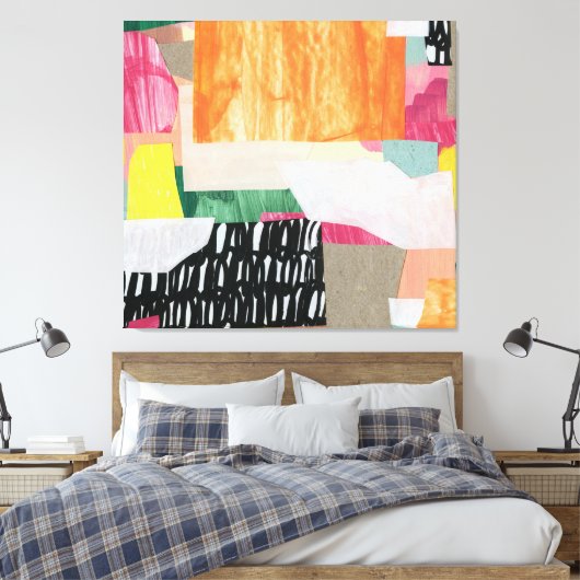 Collage Art, modern bunt abstrakt. Leinwanddruck (Insitu (Schlafzimmer))