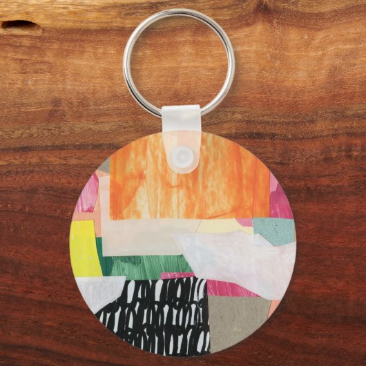 Collage Art, modern bunt abstrakt. Schlüsselanhänger (Vorderseite)