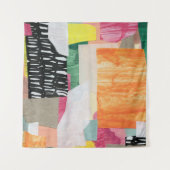 Collage Art, modern bunt abstrakt. Wandteppich (Vorderseite (Horizontal))