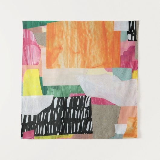 Collage Art, modern bunt abstrakt. Wandteppich (Vorderseite)