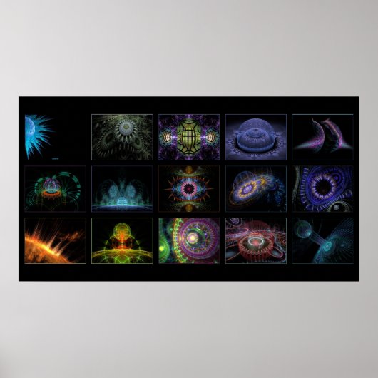 Collage aus digitalgrünem Fraktal Poster (Vorne)
