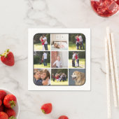 Collage aus Foto mit neun Fotos und weißem Rand Serviette (Beispiel)