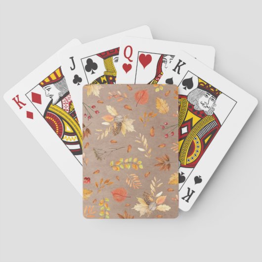 Collage aus Herbstblättern auf Braun Spielkarten (Rückseite)