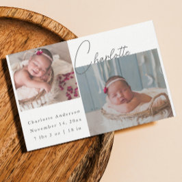 Collage aus neugeborenem Foto Elegante Kalligraphi Ankündigung