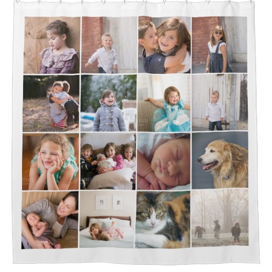 Collage aus personalisiertem Foto mit sechzehn Fot Duschvorhang (Vorderseite)