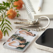 Collage aus personalisiertem Foto und Text Schlüsselanhänger (Vorderseite rechts)