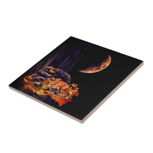 Collage aus Wildtieren mit Fuchs, Igel und Bernste Fliese (Seite)