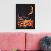 Collage aus Wildtieren mit Fuchs, Igel und Bernste Leinwanddruck (Insitu (Wohnzimmer))