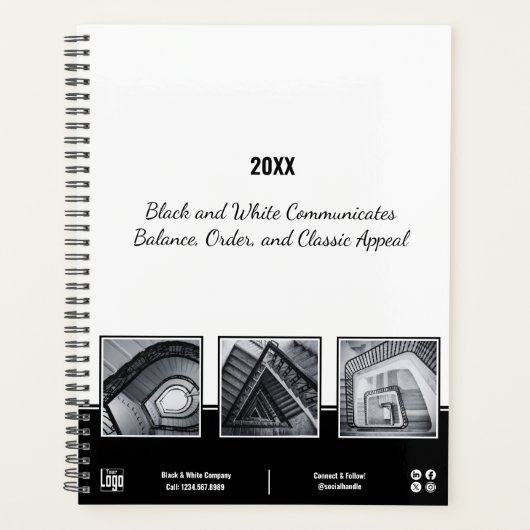 Collage Black & White Small Business Planner Planer (Vorderseite)