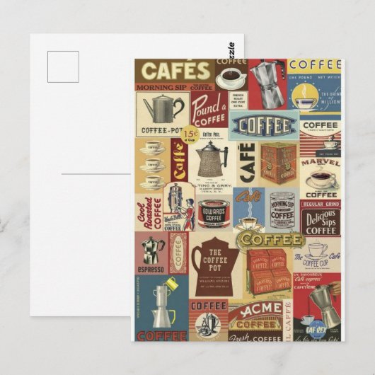 Collage Café Postkarte (Vorne/Hinten)