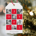 Collage Christmas Foto | Red Joyful Geschenkanhänger<br><div class="desc">Collage Christmas Foto | Red Joyful</div>